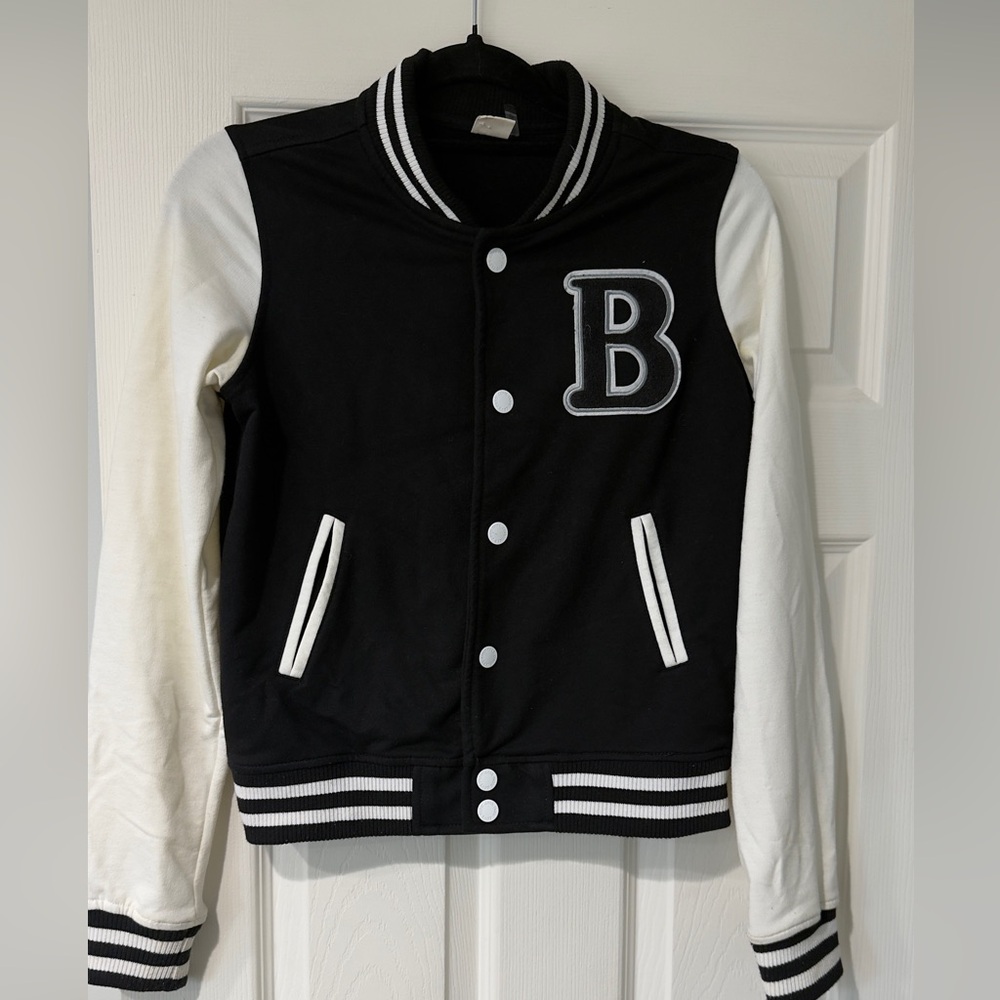 Love Tree Barbie University Black Fleece Varsity Knit Sweater/Jacket